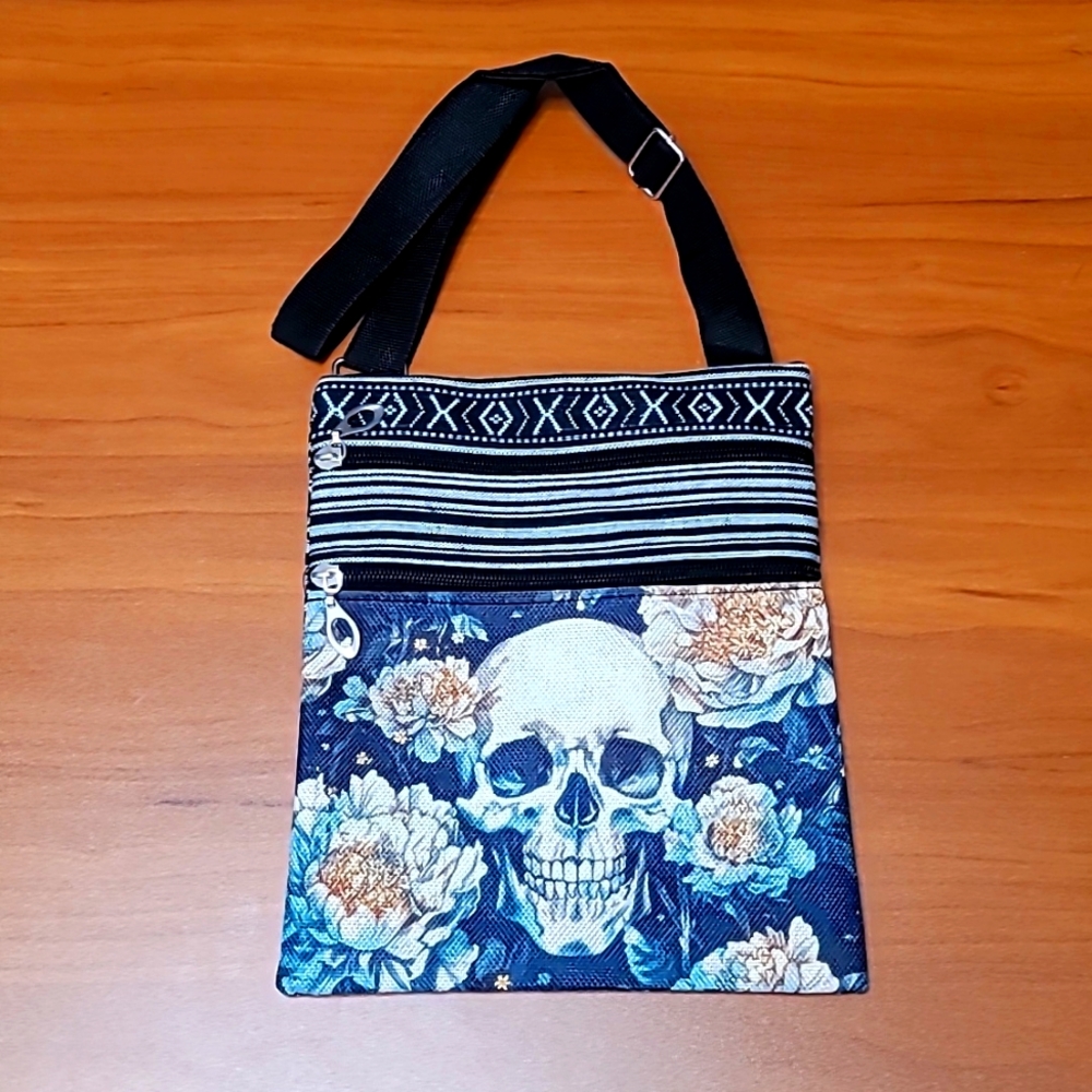 Gothic Skull Print Crossbody Handbag